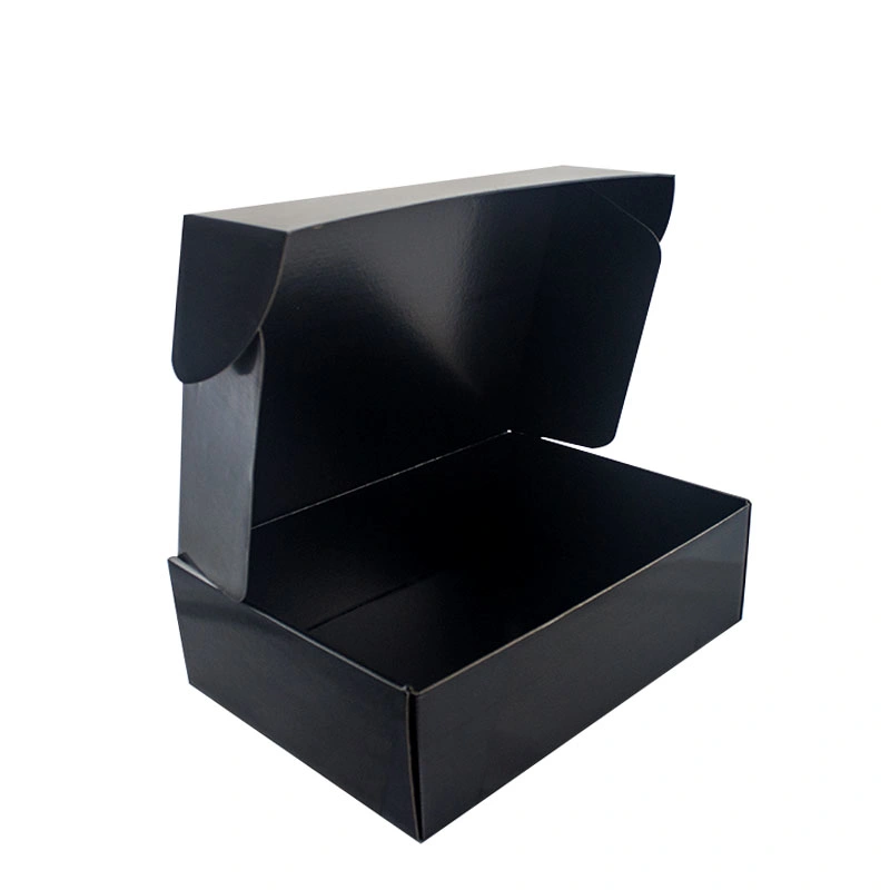 Custom High Quality Black Flip Flap Corrugated Paperboard Packaging Gift Mailer Box