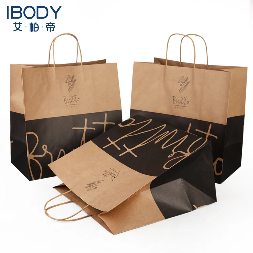 FDA/EU Free Sample Bespoke 100% Recycled Cheap Kraft Paper Restaurant Gift Grocery Carry Bag