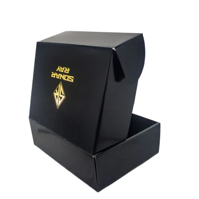 Custom High Quality Black Flip Flap Corrugated Paperboard Packaging Gift Mailer Box