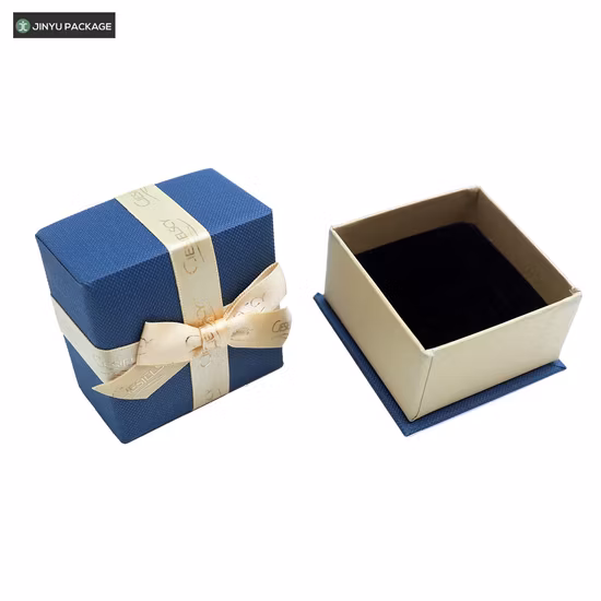 Custom Popular Simple Paper Jewelry Gift Packaging Box with Red Ribbon Bow